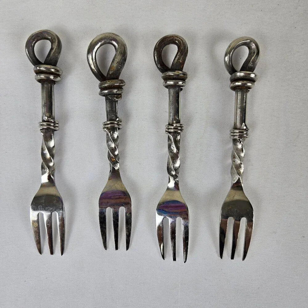 Set of 4 Stainless Steel Forks Small Size Appetizers Desserts Condiments
